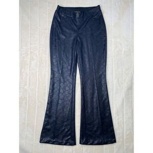 Frank Lyman Pants Womens 10 Blue Snake Print Trousers‎ Wide Leg Pull-on Stretch